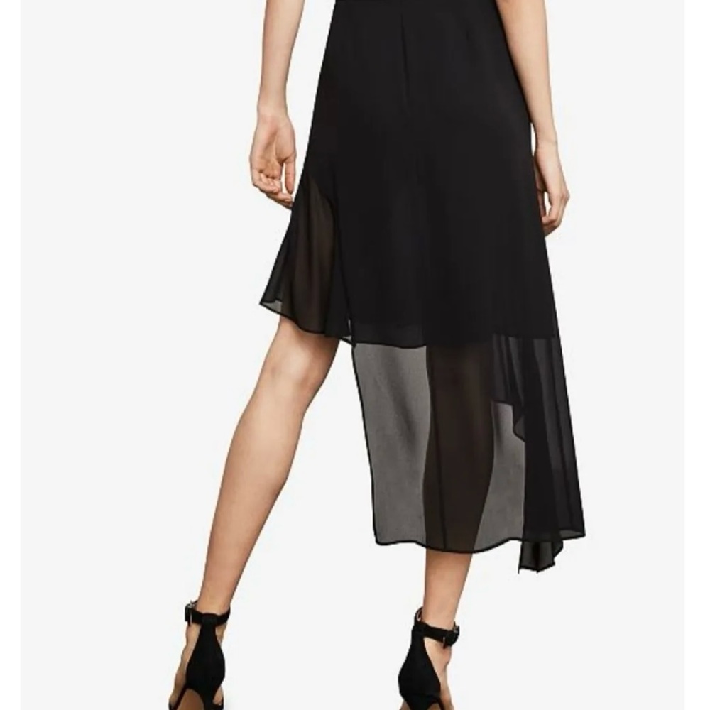 BCBGmaxazria black asymmetrical see-through ruffle skirt size M NWT